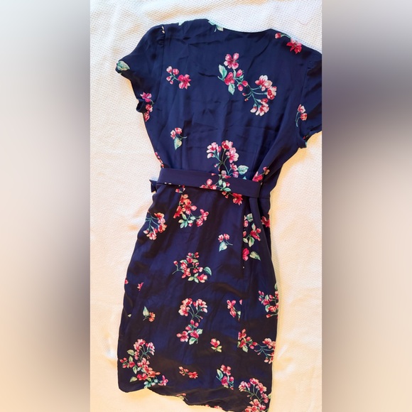 SEZANE Navy Blue Floral Wrap Midi Dress - Picture 10 of 15